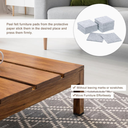 uxcell Furniture Pads, 16Pcs 2.5" - Square Self Adhesive Felt Furniture Pads, Floor Protectors for Furniture Feet Chairs Legs Hardwood Floors (Brown)