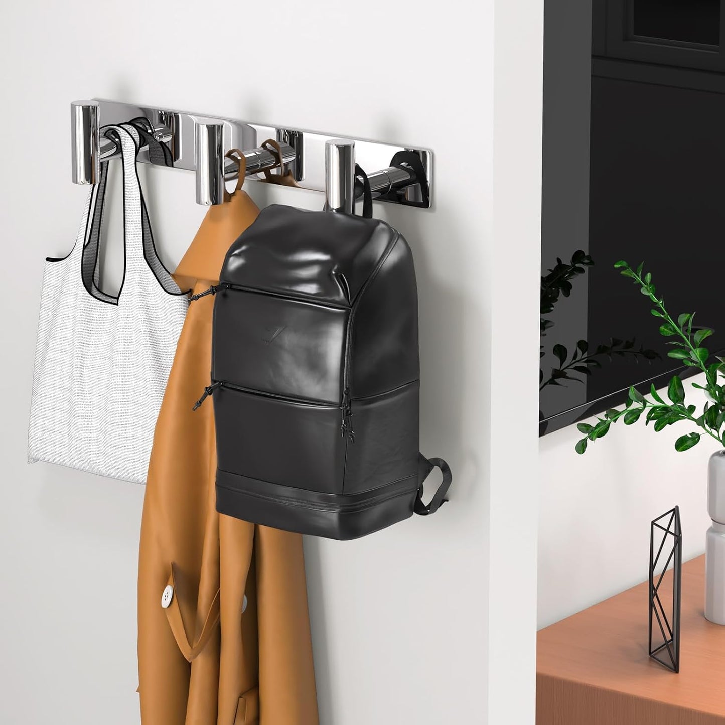 Wall Mounted Coat Rack-3 Hooks, Heavy Duty Stainless Steel Wall Hooks for Towel Coat Bag, Hat Rack Coat Hanger Coat Hooks Towel Racks for Bathroom Entryway Kitchen Office (Silver, 1 Pack)