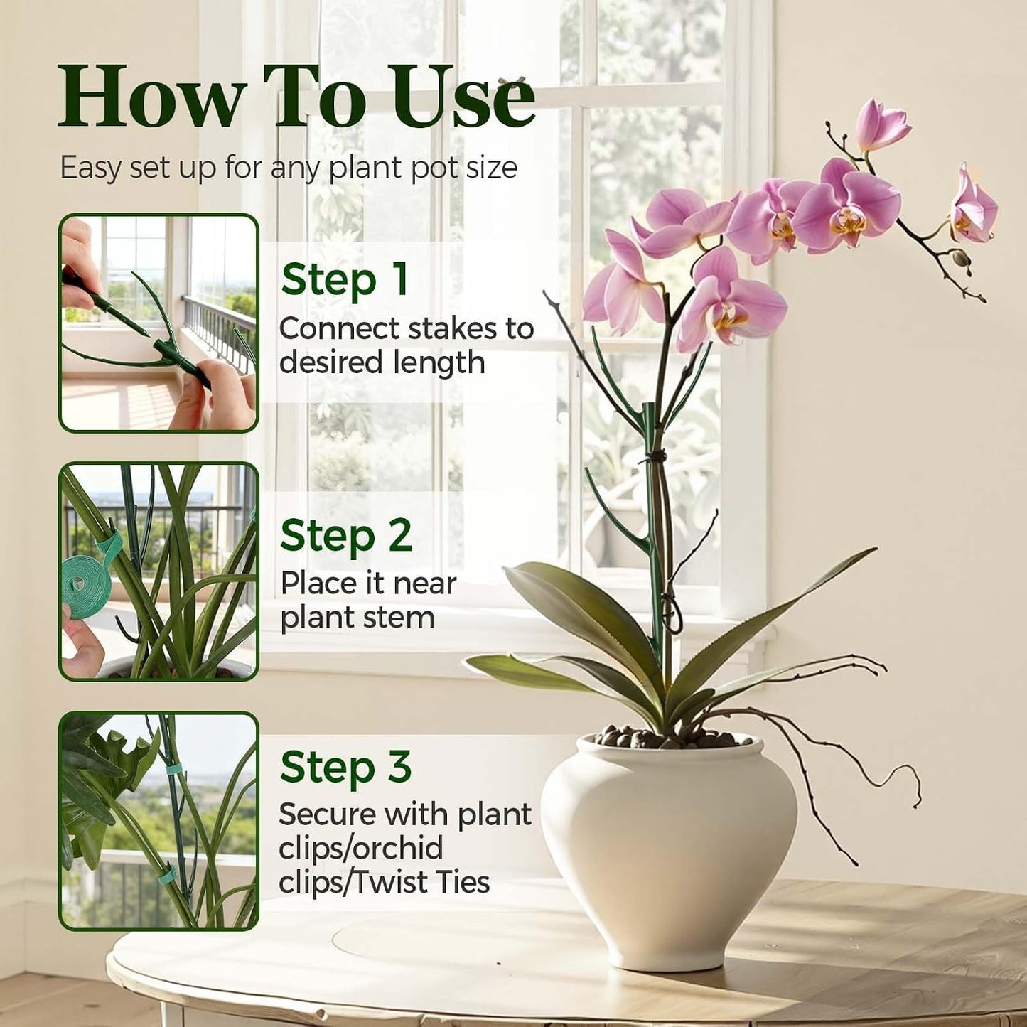 10 Pack Stackable Monstera Plant Support Stakes, Adjustable Plant Supports for Small Indoor Potted Plants, Pothos, Philodendron, Ivy & Climbing Vine Plants