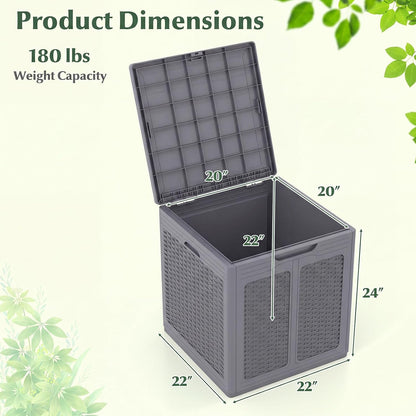 Tangkula 25 Gallon Waterproof Outdoor Storage Box with Lockable Lid | PP Resin, Wicker Patterned, Indoor Outdoor Use, Portable, Versatility, for Deck, Pool, Patio Cushions, Garden Tools