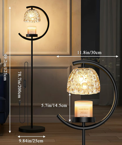 seenlast Candle Warmer Floor Lamp with Timer and Dimmer | Standing Electric Wax Melt Warmer for Home Decor, Living Room & Bedroom | Birthday Gifts for Women, Mom & Girlfriend