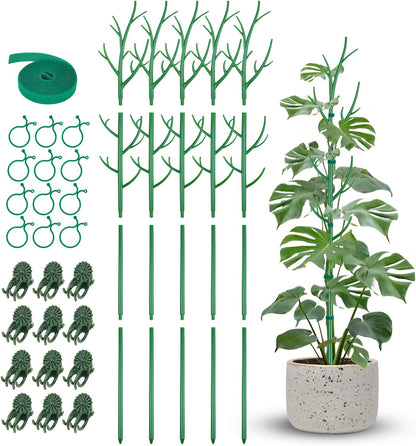 NiHome Comprehensive Plant Support Stake Set of 6 - Durable, UV Resistant 39.5" Stakes with Extension Poles, Orchid Clips & Plant Ties for Climbing Indoor & Outdoor Plants, Monstera, Pothos & More