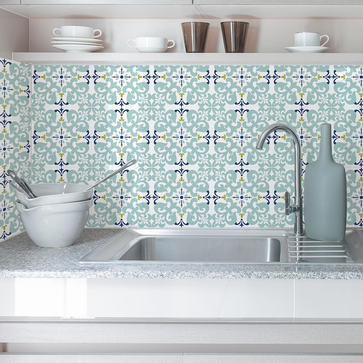 10-Pack Peel and Stick Backsplash Tiles, 7.87”x7.87” Waterproof Vinyl Self-Adhesive Wall Tiles, Easy DIY No-Grout Wall Covering for Kitchen, Bathroom, Apartment & RV