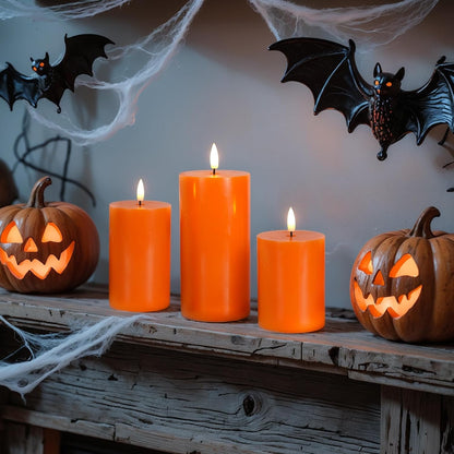 Homemory White Flameless Candles Battery Operated with Remote Timer, 3x3 Real Wax LED Pillar Candle for Home Fireplace Bedroom Living Room Party, Set of 3