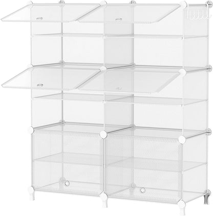 AWTATOS 8 Tiers Shoe Rack Organizer, 32 Pair Shoe Storage Cabinet, White | DIY Stackbale Plastic Shoe Organizer Shelves for Closet Entryway Hallway Bedroom