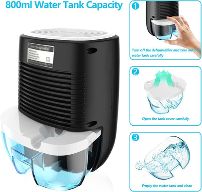 Dehumidifiers for Home 27oz(800ml) Small Auto Shut off Dehumidifiers with Drain Hose,Portable Ultra Quiet Mini Dehumidifier Effective for Bathroom, Basement, Garage, RV, Gun Safe, Closet