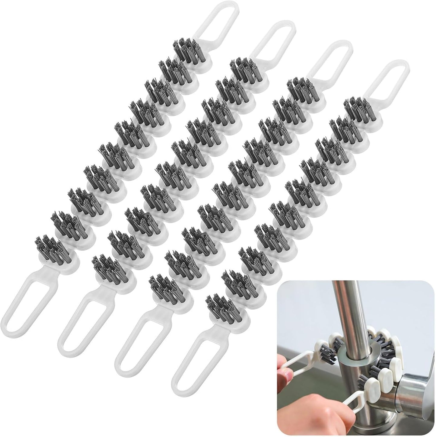 4 Pcs Bendable Crevice Cleaning Brush Set for Kitchen and Bathroom Sink Faucets Multi-Functional Hard Bristle Scrub Brushes