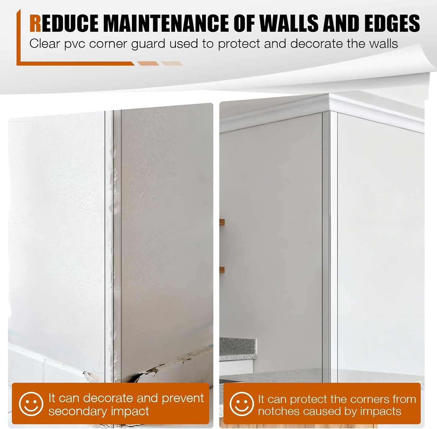 Magicheap 4 Pack Wall Corner Protector, Self Adhesive Corner Protectors for Walls, Easy to Install Edge Guard Strip for Furniture Cabinet Shelf Drywall Baseboard Desk, 17.7in x 1.18in, Clear