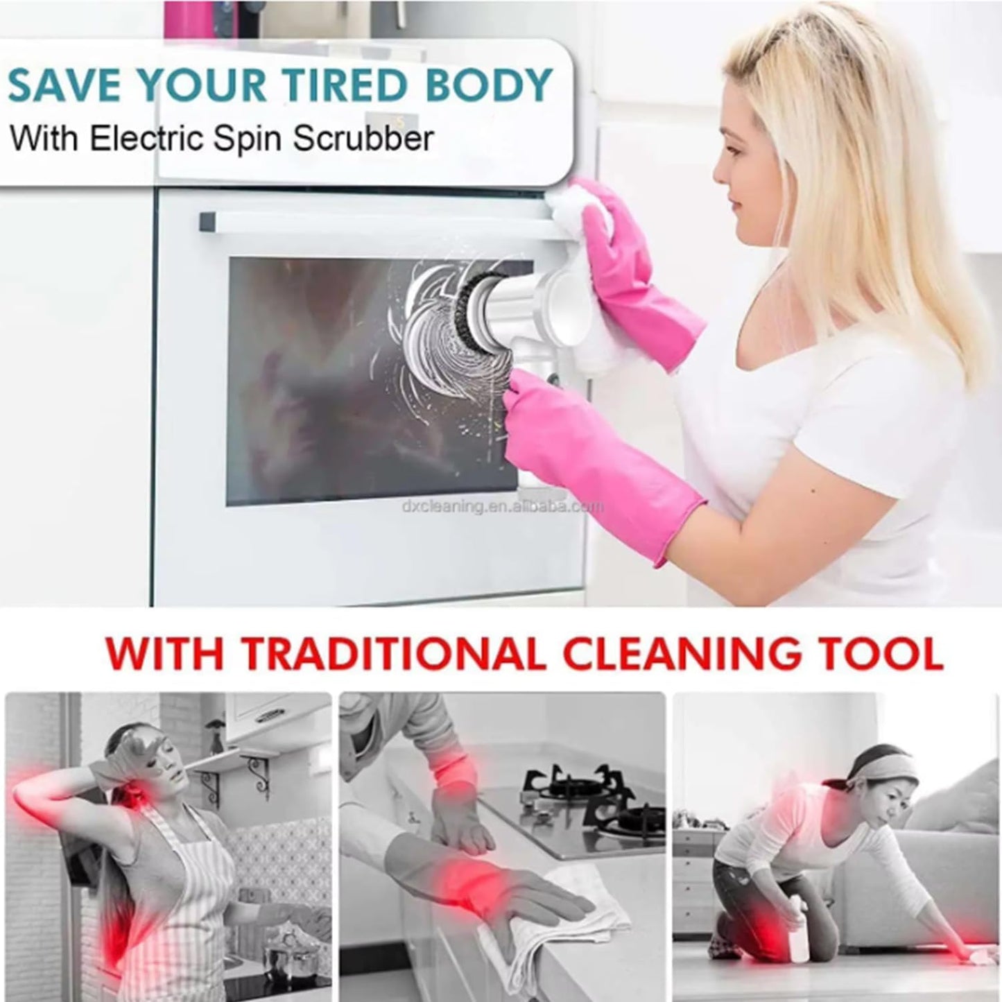 VIMALIFE Electric Spin Scrubber, Cordless Bathroom Scrubber IPX6 Waterproof with 5 Replaceable Heads, Power Scrub Brush for Shower, Tiles, Kitchen Scrub Brush for Cleaning
