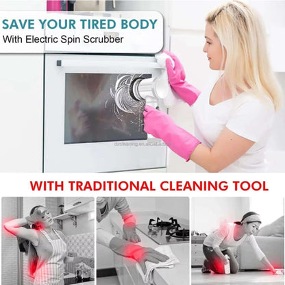 VIMALIFE Electric Spin Scrubber, Cordless Bathroom Scrubber IPX6 Waterproof with 5 Replaceable Heads, Power Scrub Brush for Shower, Tiles, Kitchen Scrub Brush for Cleaning