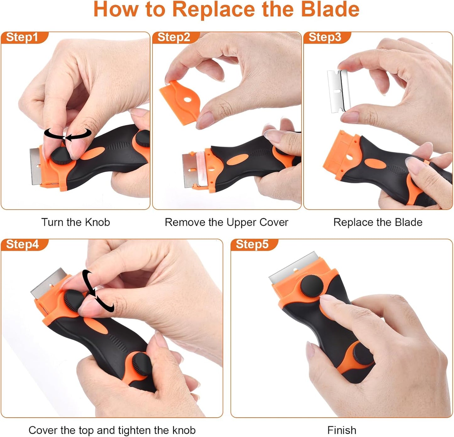 2 Pack Razor Blade Scraper Tool, 2-in-1 Razor Scraper With 60 Pcs Razor Blades 20 Pcs Metal and 40 Pcs Plastic Razor Blades, Cleaning Scraper Tool, Cooktop, Paint, Glass Scraper, Decal, Sticker, Label