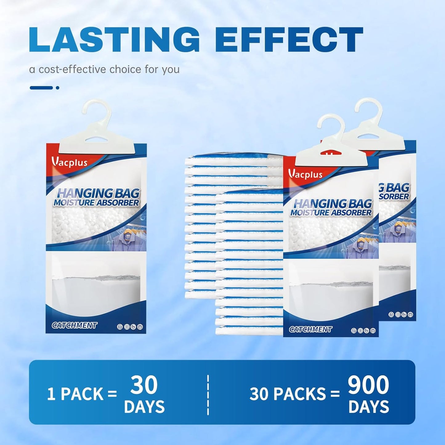 Vacplus Moisture Absorbers Packets, Fragrance Free 20 Pack, Humidity Packs, Dessicant Packets, Hanging Closet Dehumidifier Bags, Odor Eliminator for Bathroom 9.8OZ
