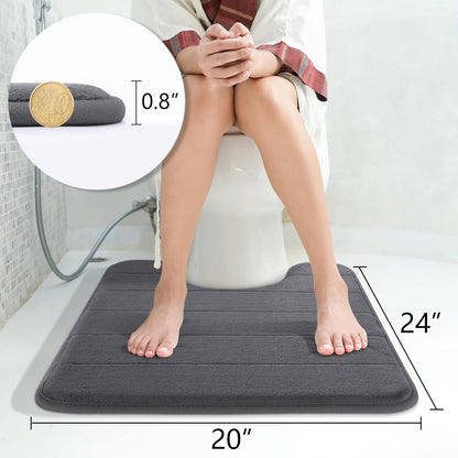 Yimobra Memory Foam Bath Mat, Super Soft Absorbent Bathroom Rug Non Slip, Quick Dry, Machine Washable Floor Carpet for Tub Shower, Home Decor Accessories, 24x17, Grey