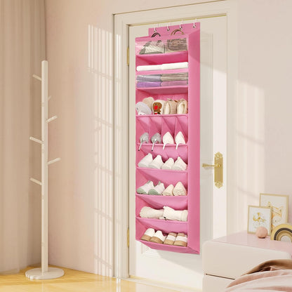 FENTEC 1 Pack Over-the-Door-Shoe-Organizers,Hanging Organizers with Large Pocket Shoe Holder Hanging Shoe Rack for Closet Shoe Organizer for Wall, Over Door Organizer with 15 Pockets Gray