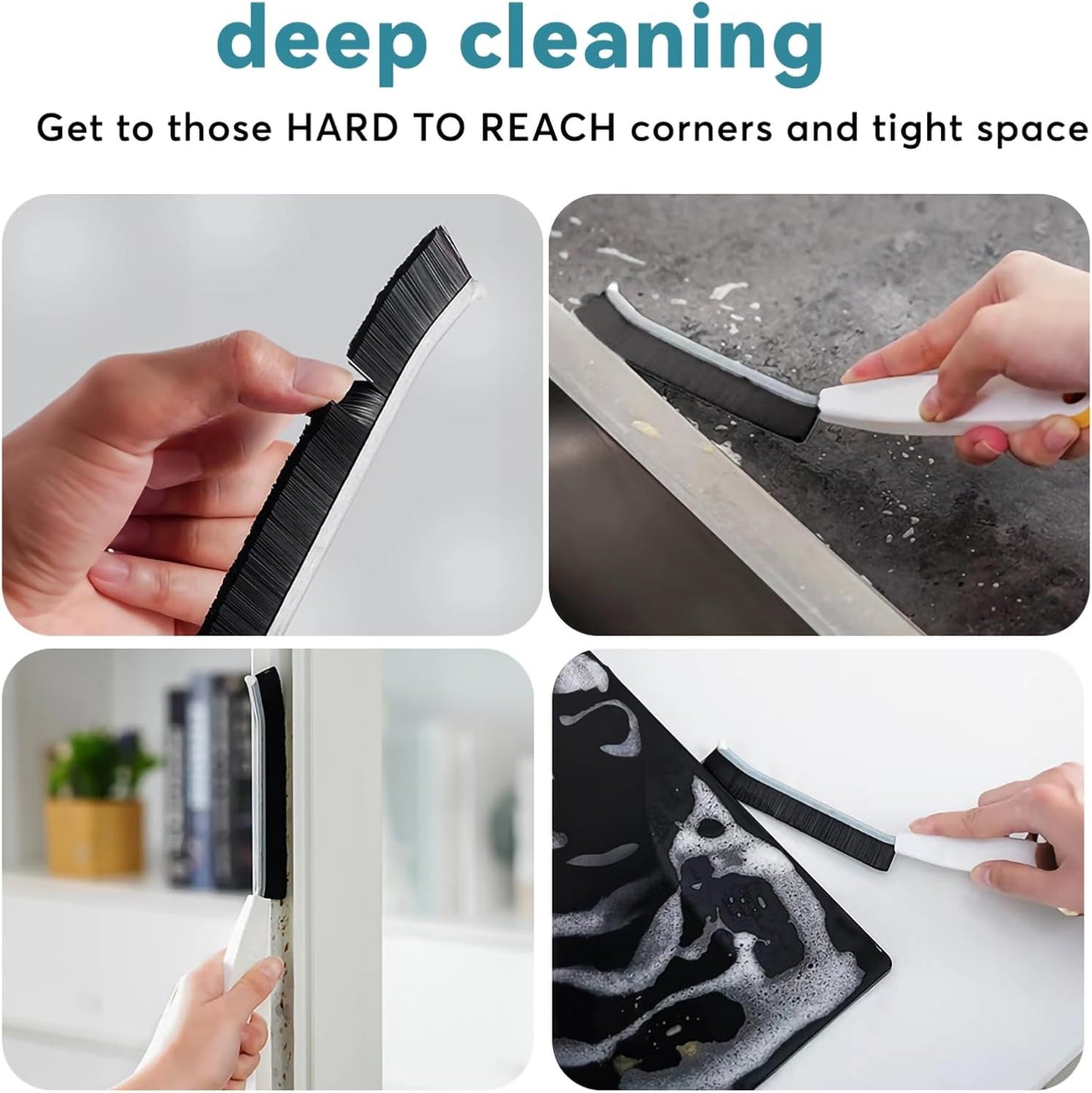 Crevice Brushes for Cleaning, Gap Cleaning Brush with Long Stiff V-Shaped Bristles Household Use for Bathroom/Tiles/Kitchen（4pcs）