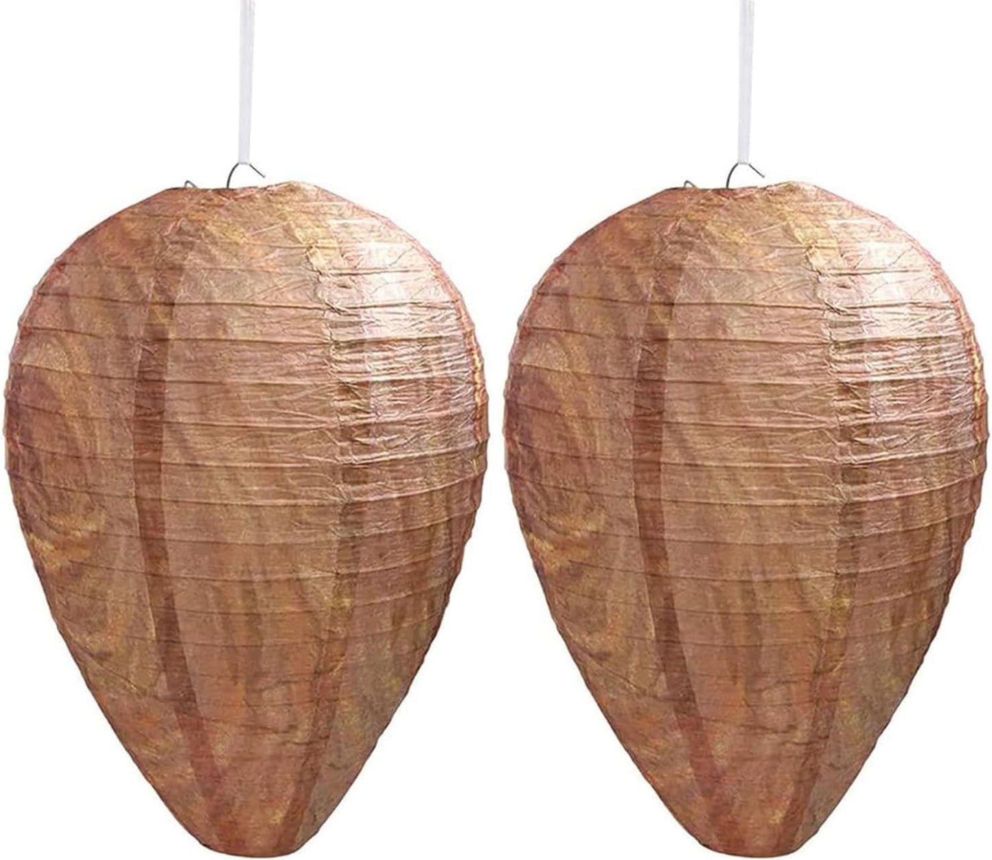 DECYOOL 2 Pack Fake Wasp Nest Decoy Outdoor Waterproof Material | Waterproof Material, Eaves/Garbage/Pool Areas, Territorial Hive Mimicry, Includes 2 Hanging Ropes for Easy Setup
