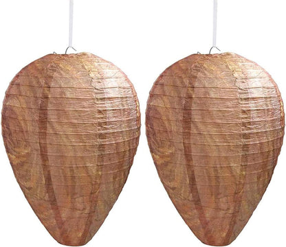 DECYOOL 2 Pack Fake Wasp Nest Decoy Outdoor Waterproof Material | Waterproof Material, Eaves/Garbage/Pool Areas, Territorial Hive Mimicry, Includes 2 Hanging Ropes for Easy Setup