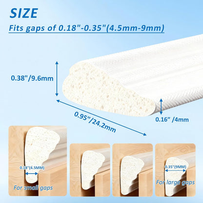 118" Weather Stripping Door Seal Strip, Wedge-Shape Window Foam Seal Strip, Soundproof Front Door Frame Seal, Self-Adhesive Winter Insulation for Doors & Windows, Noise Cancelling Window Inserts