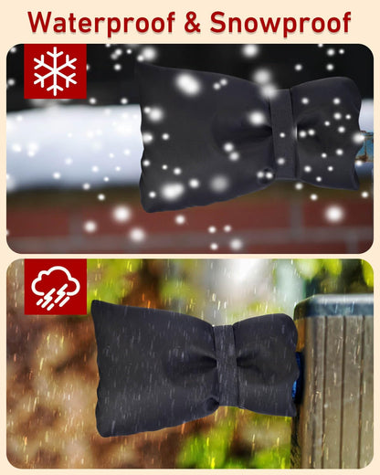 Outdoor Faucet Covers for Winter Freeze Protection - 2 Pack, Thickened Insulated Pipe Covers for Outside, Yard Maintenance Must Haves Waterproof Spigot Covers, 7.7" H x 5.9" W, Black（Reflective