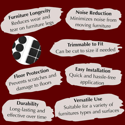 Felt Furniture Pads - Chair Leg Floor Protectors for Hardwood Floors - Felt Pads for Furniture - Furniture Sliders - Furniture Legs - 156 pcs - Black