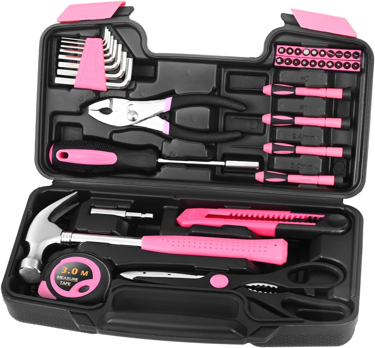 HANGYING 39-Piece Basic Household Tool Set with Toolbox Storage Case, Blue | Basic Home Tool Kit, Small Hand Tool Kit, General Home Repair, for Home Garage, Office, College Dormitory, Daily DIY Use