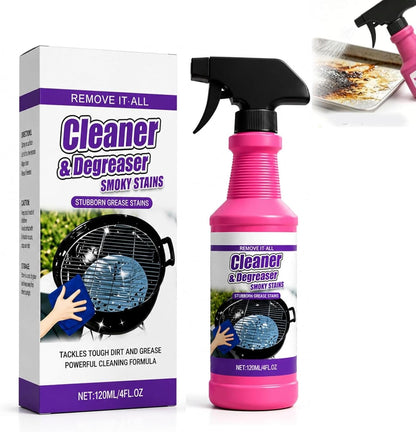 Cleaner&Degrcaser Smoky Stains,Fast-Acting Grill Cleaner Spray,120ml Fast Acting Grill Degreaser Spray for Outdoor Grills,Heavy Duty BBQ Degreaser for Burnt Food & Stubborn Grease. (1)