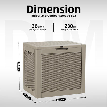 Outdoor Waterproof Resin Storage Deck Box Lockable Outside Bench UV Resistant Bin Patio Porch Furniture Pool Float Garden Tool Cushion (Black, 85 Gallon)