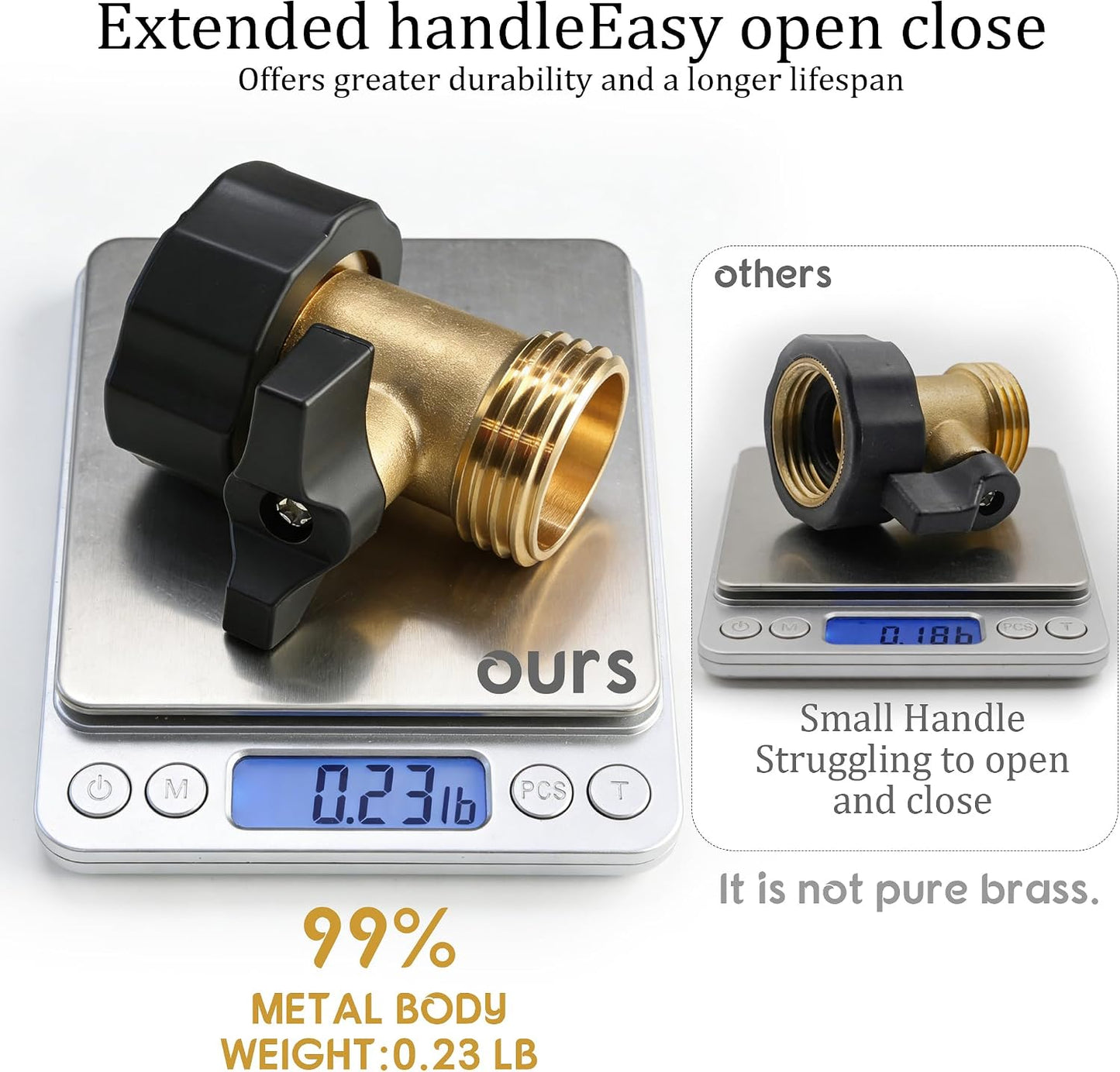 Hourleey Brass Garden Hose Shut Off Valve, 2 Pack Heavy Duty 3/4 Inch Solid Brass Garden Hose Shut Off Valve with 10 Extra Rubber Washers