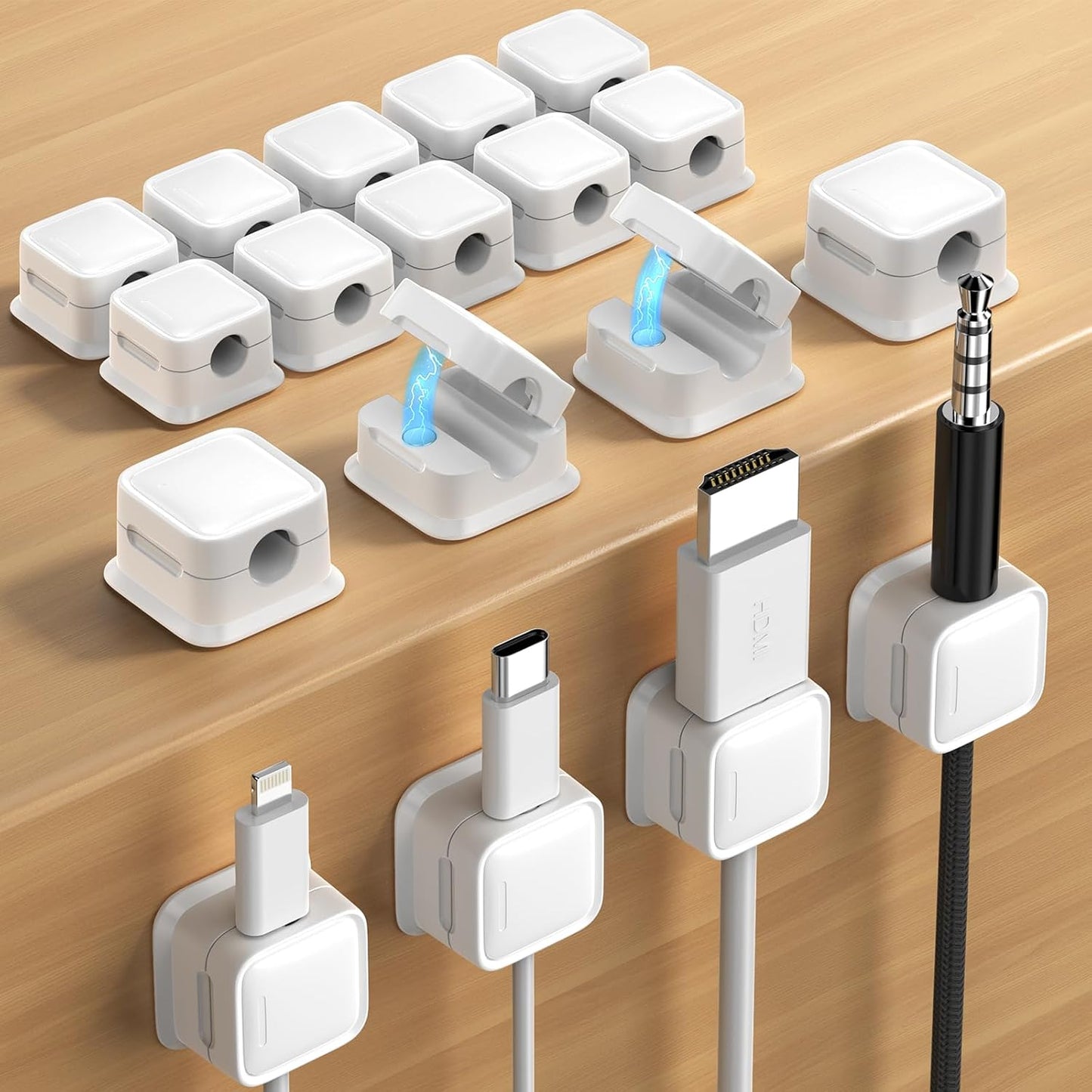 9 Pack Cord Organizer Holder,Costop Strong Adhesive Under Desk Cable Management,Magnetic Cable Clips,Wire Holder Keeper Organizer Neatly for Home,Office,Car,Desk,Nightstand,Desktop