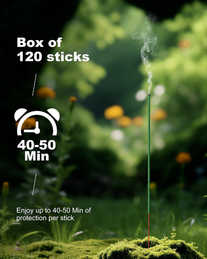 Mosquito Repellent Incense Sticks 40 Pieces per Box - Citronella Incense Sticks or Outdoor Patio/Citronella Oil/Lemongrass and Rosemary Oil/Made with Natural Based Essential