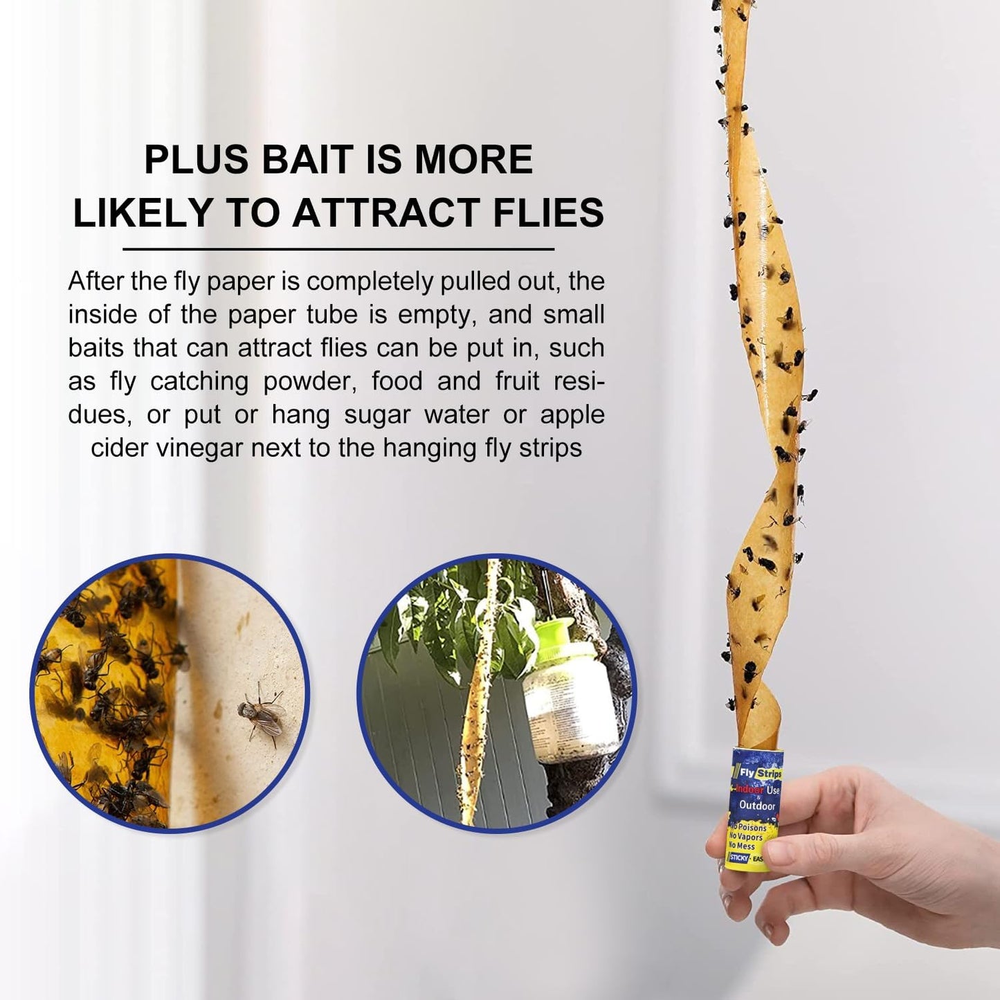 16 Pack Fly Traps Strips Indoor Outdoor, Flies Paper Sticky Hanging with Pins, Fruit Fly Tape Ribbon Roll for Home, Bug & Gnat Catchers for Inside, House Fly Killer for Winged Insect, Mosquito