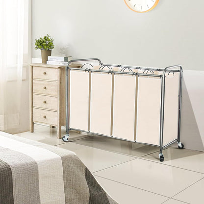 STO STO Laundry Sorter 3 Section, 3 Bag Clothes Hamper, Rolling Laundry Cart Basket with Heavy Duty Lockable Wheels and Removable Bag for Laundry Room, Bedroom, Closet, Gray