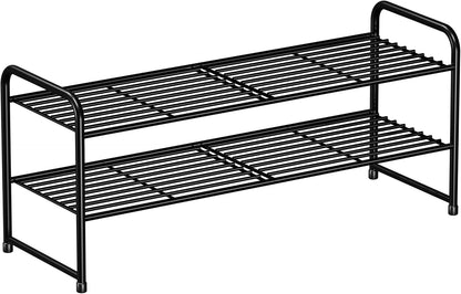 SUFAUY 2 Tier 33" Wide Shoe Rack, Closet Metal Wire, Stackable, Pink