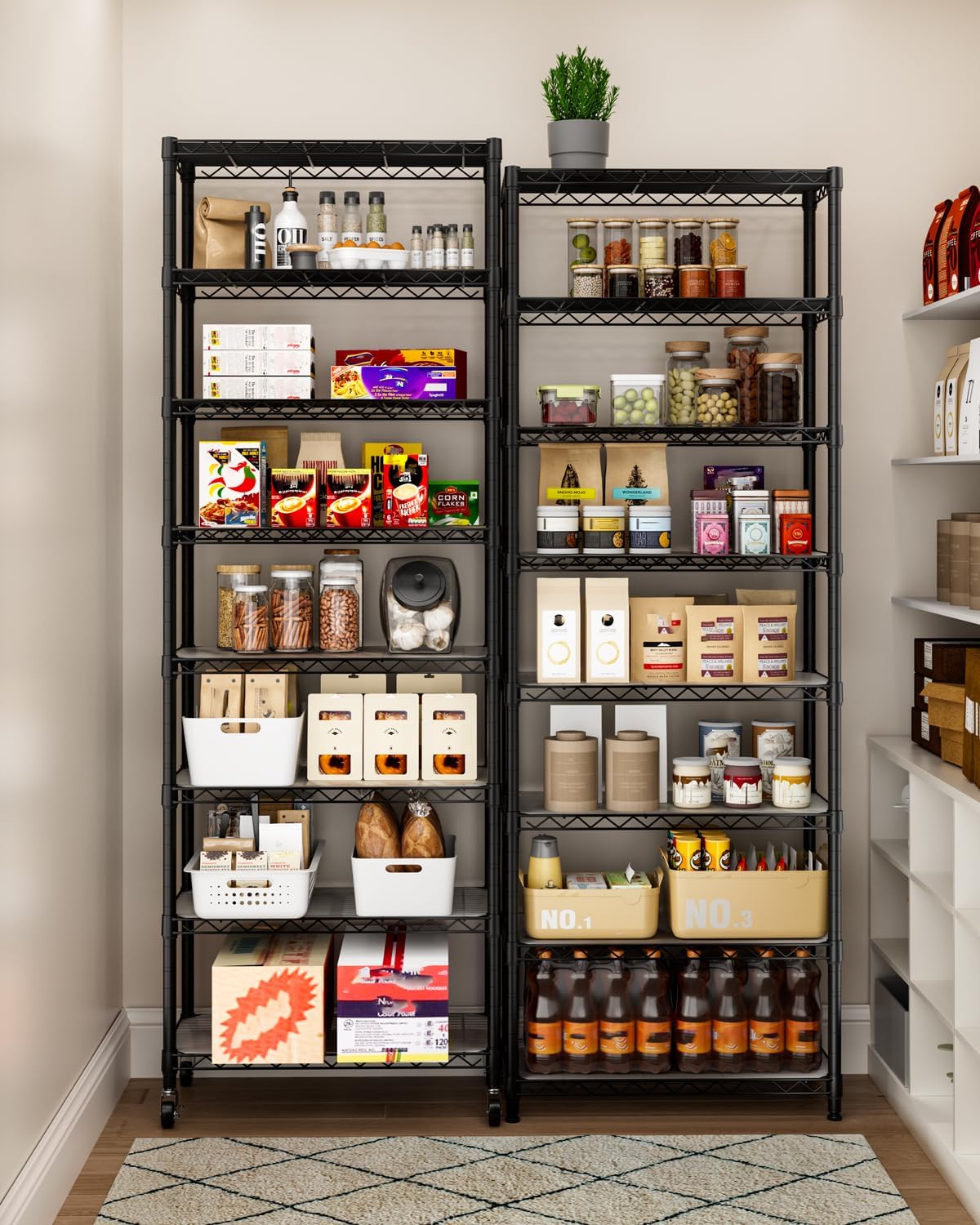 Golpart 4 Tier Adjustable Storage Shelves Metal Utility Shelf Wire Shelving Unit Organizer Rack for Home Kitchen Office Bathroom Pantry Room 12" D x 18" W x 44" H