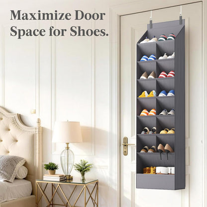 Lifewit 6 Tier Over the Door Shoe Organizer with 11 Large Deep Pockets, Fabric Hanging Shoes Shelf for Closet, Dorm Storage, Fit Up to 12 Pair Shoe Rack Holder for Sneakers, Boots, Gray