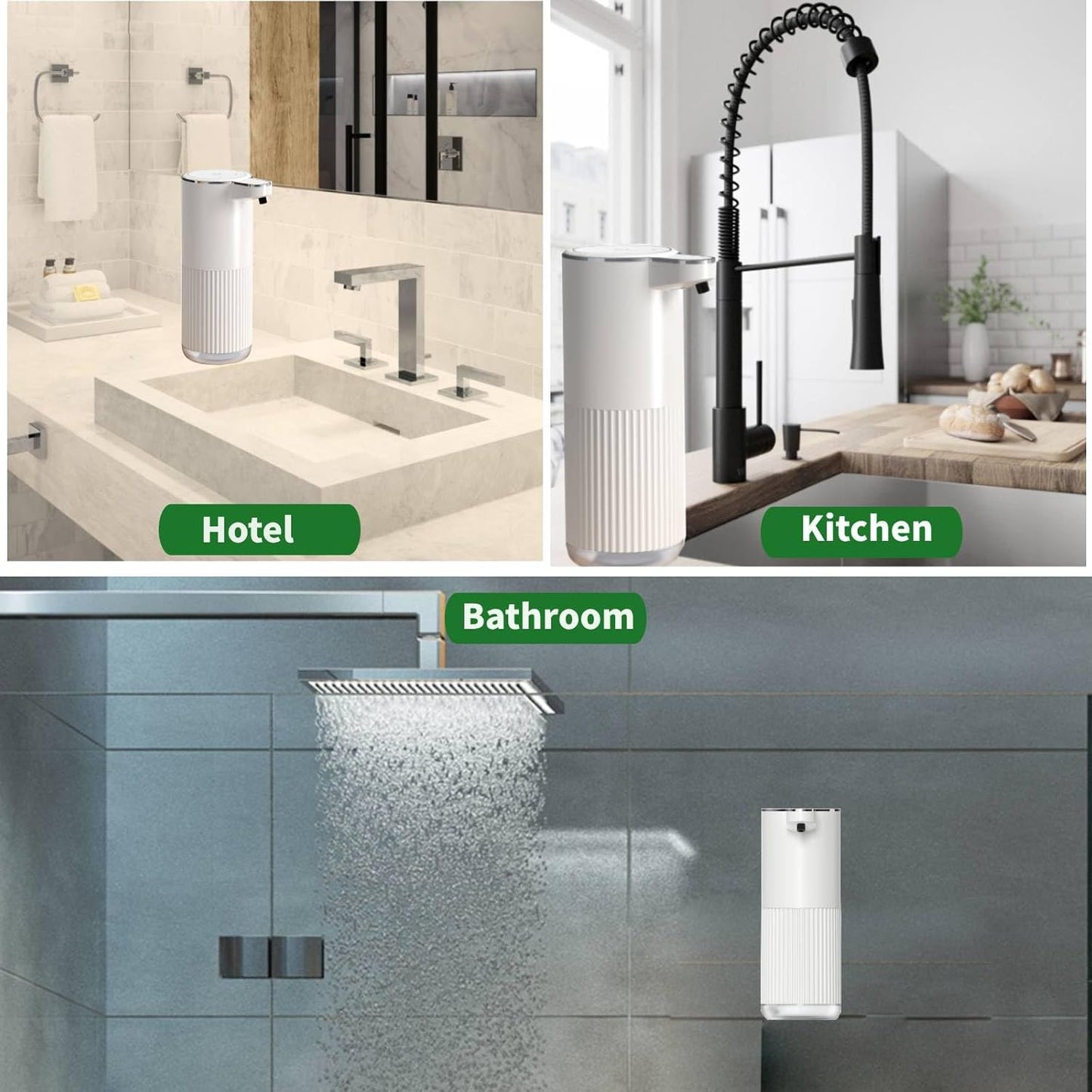 Automatic Soap Dispenser, Touchless Foaming Soap Dispenser Bathroom,Upgrade Hand & Dish Electric Dispenser Adjustable Waterproof Wall Mount Kitchen Auto Soap Pump for Thin & Thick Liquid(Black)