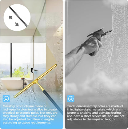 10.7“ Wide All-Purpose Shower Squeegee for Glass Doors, Squeegee for Shower Glass with Hook, Window Squeegee for Home, Small Squeegee for Shower, Bathroom, Car Glass, Mirror (Black)