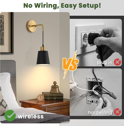 Battery Operated Wall Sconces Set of 2,Wireless Wall Sconce with Remote Control,Rechargeable wall Lights with 15 Color Changing,Dimmable Modern Wall Lamp for Bedroom Living Room Hallway