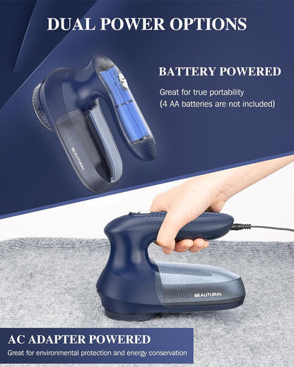 BEAUTURAL Fabric Shaver and Lint Remover, Sweater Defuzzer with 2-Speeds, 2 Replaceable Stainless Steel Blades, Battery Operated, Remove Clothes Fuzz, Lint Balls, Pills, Bobbles Gray