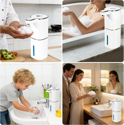 Automatic Foaming Soap Dispenser, Touchless Rechargeable Hand Soap Dispenser, 4 Adjustable Levels, 1200mAh Battery, Large Display, for Kitchen & Bathroom (Black, Foaming)