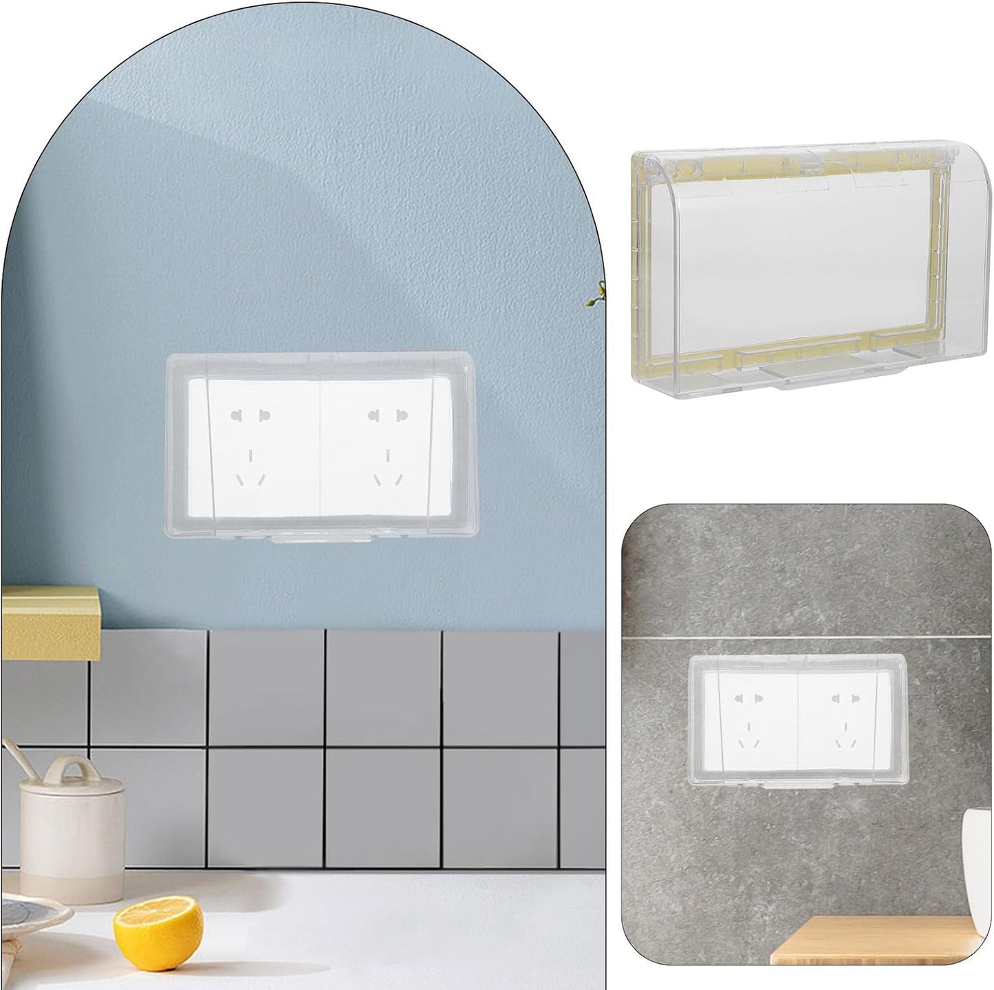 iplusmile Weatherproof Outdoor Outlet Cover 7.48"x4.52"x1.77" – Rainproof Adhesive Socket Box for Garden Patio, Childproof Plug Guard for Babies
