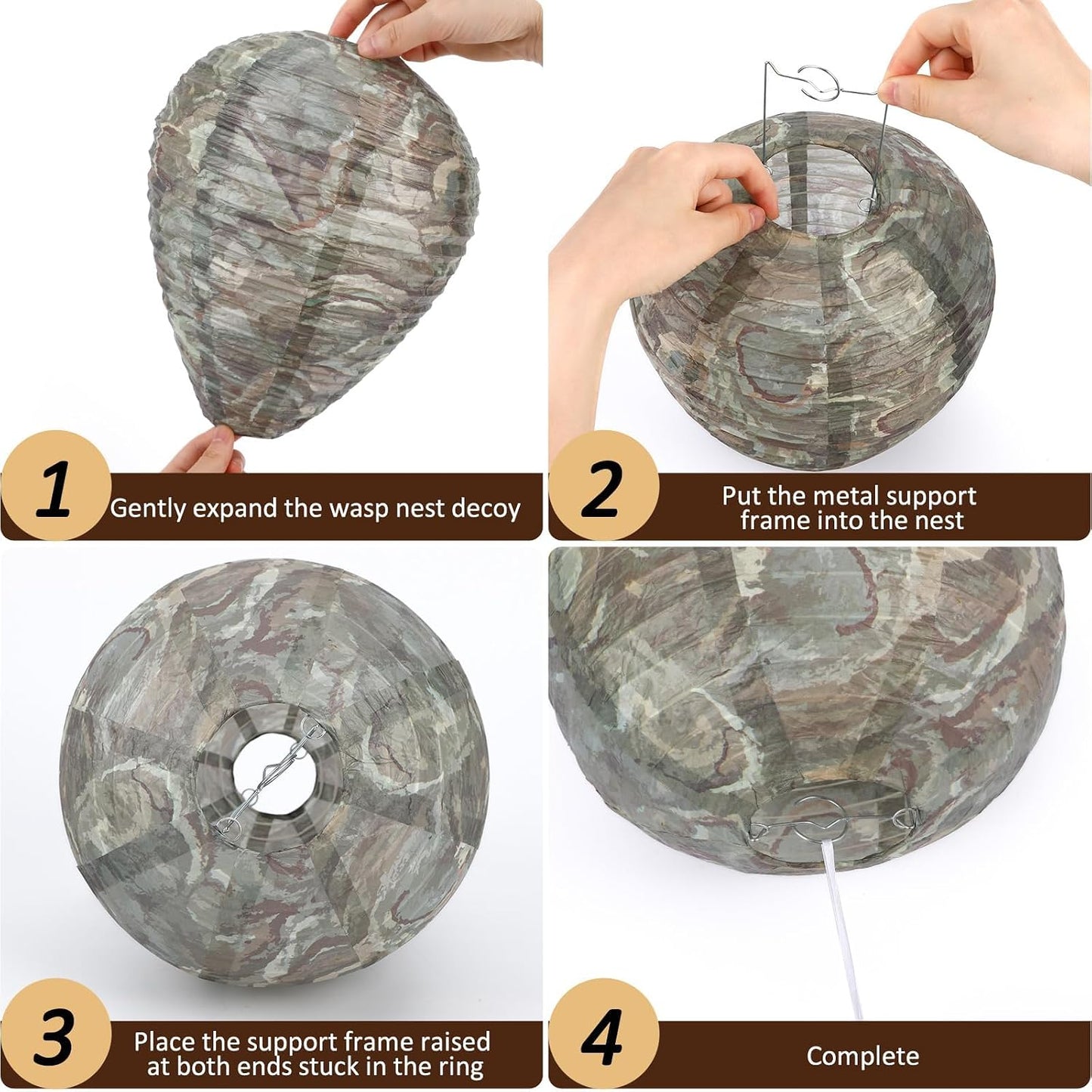 DECYOOL 6 Pack Paper Fake Wasp Nests Decoys for Yellow Jackets and Wasps | ﻿ Oversized Paper Build, Eaves/Garbage/Pool Areas, Territorial Hive Mimicry, Hanging Design,Easy Mount