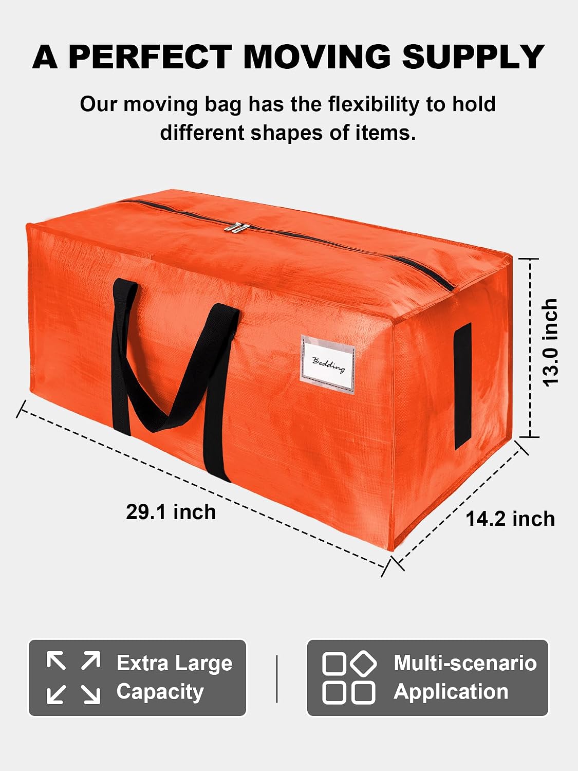 HOMESURE Supports 200lbs Heavy Duty Moving Bags - Strong Zipper & Wrap-Around Handles - Water-Resistant Storage Totes, Durable Alternative to Moving Boxes - 8 Pack - Semi-Transparent