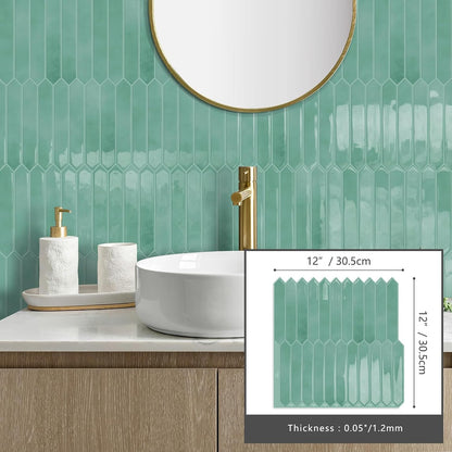 10 Sheets Long Hexagon Tile Peel and Stick Backsplash | Self-Adhesive Wall Tiles Stick on Back Splash for Kitchen, Bathroom, Fireplace,RV(Green,12"×12")