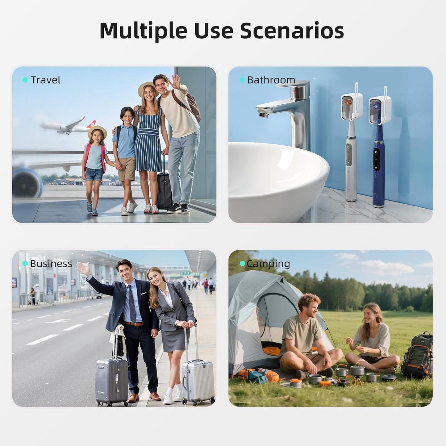 Travel Toothbrush Cover 2PCS,【Innovative Band Design】 Stay Closed Electric Toothbrush Covers Caps, Toothbrush Head Cover for Travel, Camping,Bathroom, Business