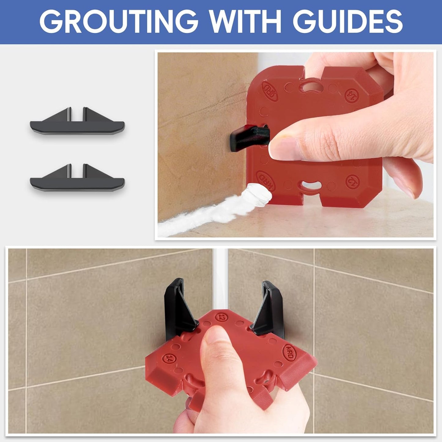 Goopreen Caulking Tool, 11 PCS Silicone Caulking Tool Kit, Caulk Remover Tool with 3 Metal Scrapers & Caulking Guide, Caulking & Grout Tools for Kitchen, Bathroom, Window, Sink&Tile Sealant Finishing