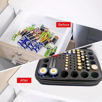 Hard Battery Organizer Case, Battery Organizer Storage Box, Batteries Storage Holder for AA AAA C D 3V 9V Batteries Battery Tester Other accessories