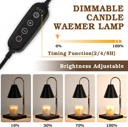 Candle Warmer Lamp Wood with Timer, Dimmable Electric Candle Lamp Warmer for Jar Candles, 2*35 Watt Bulb, Mothers Day Birthday Gifts for Women Men, Decorative Wooden Candle Lamp for Bedroom Home Decor