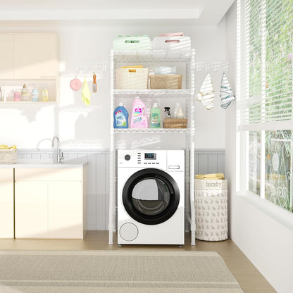 Ulif U8 Mini Laundry Room Storage Organizer, Over the Washer and Dryer Storage Shelves for Laundry Organization, 29.5”W x 17.3”D x 76.2”H, Suit Washing Machine Width within 27.1”, Hold 304 lb, Black
