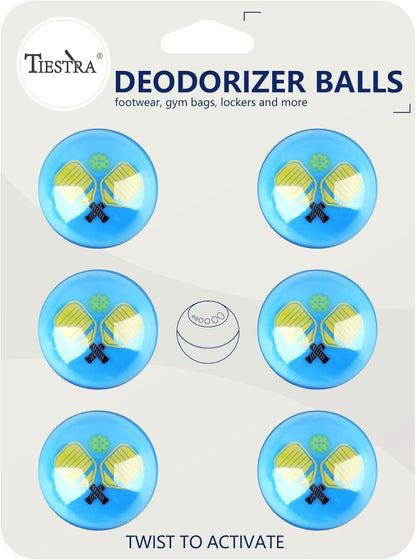 TIESTRA Shoe Deodorizer Balls (6 Pack) – Odor Eaters for Sneaker | Long-Lasting Odor Eliminator Air Freshener for Closet, Locker, Gym Bag, Drawer & Small Spaces| Fresh Linen | Pickle Ball&Blue
